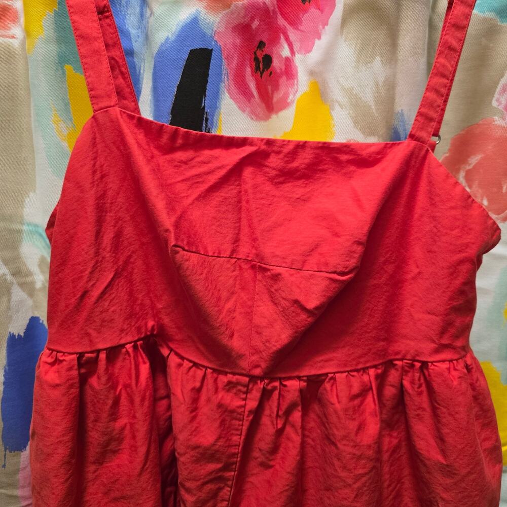 Maeve Anthropologie red sleeveless eyelet embroidered wide leg romper large - Picture 5 of 13